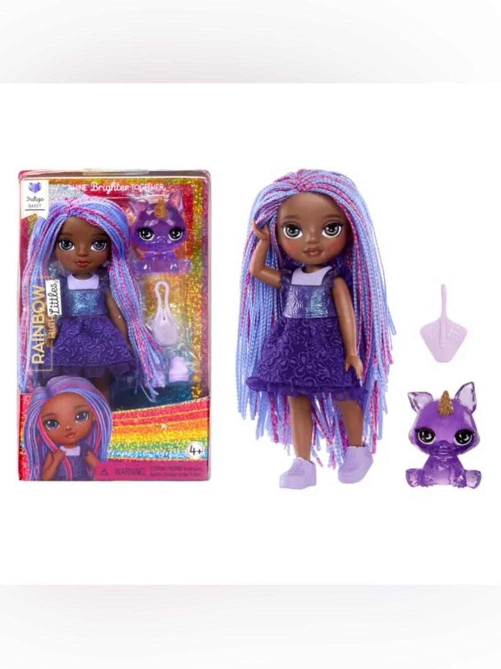 Rainbow High Littles Indigo Bailey, Dark Purple, 5.5" Posable Small Doll 💜
